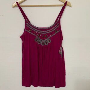 NWT Apt 9 Pink Embellished Tank Lined Bra Boho Size Medium
